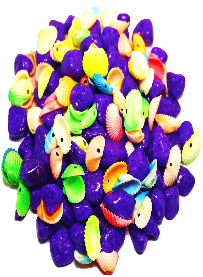 DS1 Purple Pebbles Gravels Stone with Sea Shell for Aquarium, Table, Vase, Fountain, 350 gm